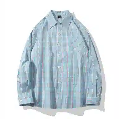 【dme】 秋季多巴胺穿搭撞色格纹衬衣外套港风潮流休闲宽松潮牌长袖衬衫 男女同款