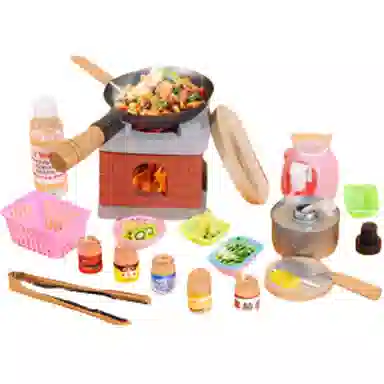 妙贝乐 真实厨具可做饭 复古小厨房 食品级安全材质 过家家 玩具