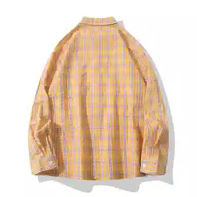 【dme】 秋季多巴胺穿搭撞色格纹衬衣外套港风潮流休闲宽松潮牌长袖衬衫 男女同款