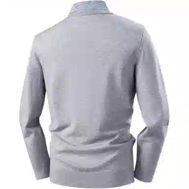 红豆 高克重假两件高档提花衬衫领保暖厚毛衣柔软打底衫上衣针织衫 男款