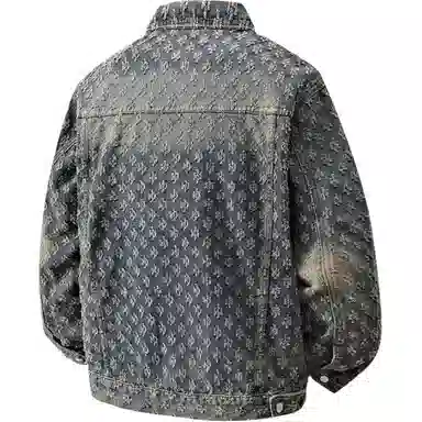 HIPHOPPUNKS Jacquard Vintage Denim Jacket