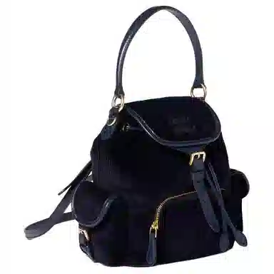 Miu Miu Leather Logo Corduroy Backpack Medium Blue