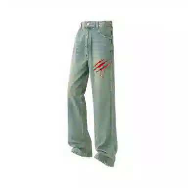 AMBER LIGHT OOTD Cross Print Jeans