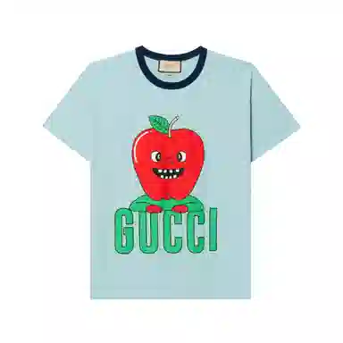 GUCCI SS24 Logo Print T-Shirt Blue