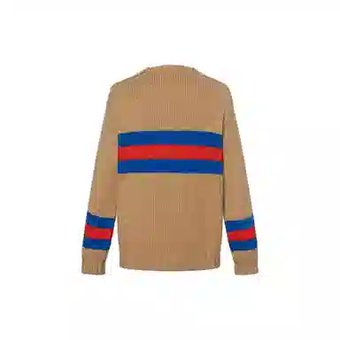 GUCCI FW23 Striped Embroidered Sweater Camel