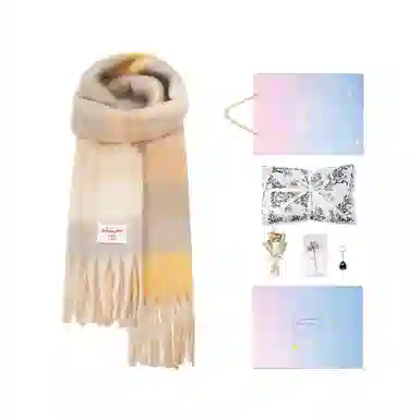 白卷 限定款马卡龙色保暖加厚 绒线围巾 女款