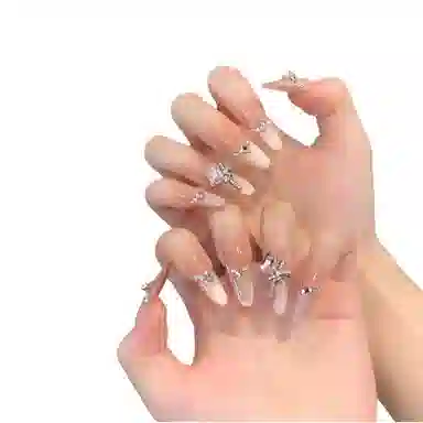 柚予颜 高级感穿戴甲冰透猫眼立体蝴蝶结显白纯欲美甲  杏仁紫色渐变 法式