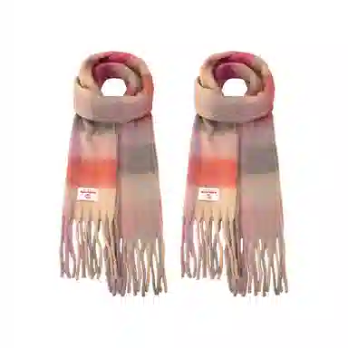 白卷 限定款马卡龙色保暖加厚 绒线围巾 女款