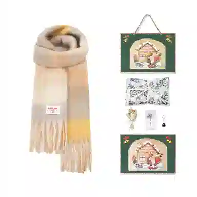 白卷 限定款马卡龙色保暖加厚 绒线围巾 女款