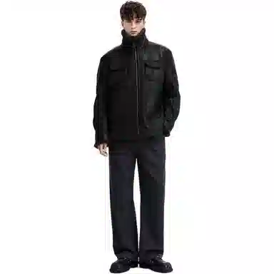 WILD LEADER Vintage Biker Jacket Khaki