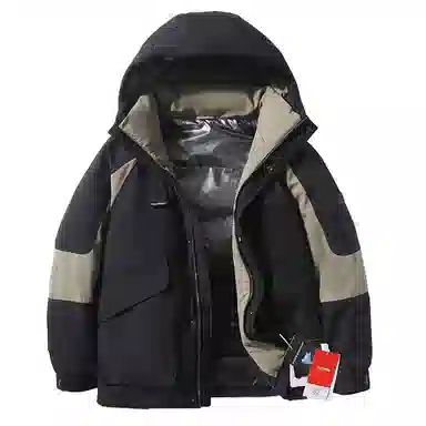 鸭鸭 短款连帽户外保暖外套羽绒服 女款