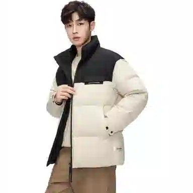 鸭鸭 休闲保暖面包服基础百搭短款加厚立领运动羽绒服 男款