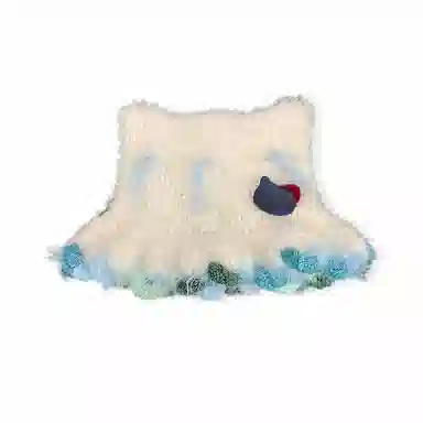 【可爱小猫咪kt】 无限兔 花边百搭冬季大头围保暖防寒针织帽毛绒绒卡通水桶护耳包头帽渔夫帽户外出行 涤纶 绒线帽 男女同款情侣款