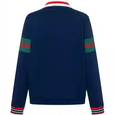 GUCCI SS23 Striped Lettering Sweatshirt Navy