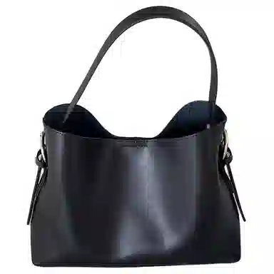 恒源祥 时尚百搭高级感百搭真皮复古商务通勤 牛皮 水桶包单肩包 女款 黑色/咖啡色