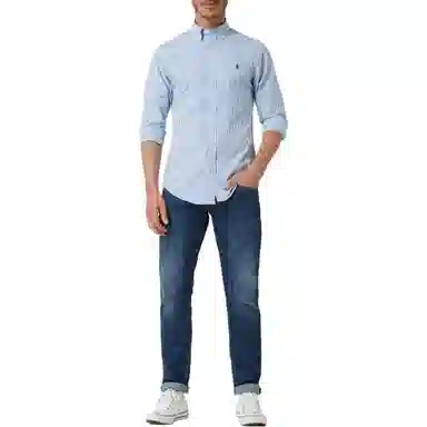 Polo Ralph Lauren Striped Pony Logo Shirt Blue