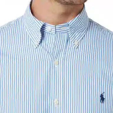Polo Ralph Lauren Striped Pony Logo Shirt Blue