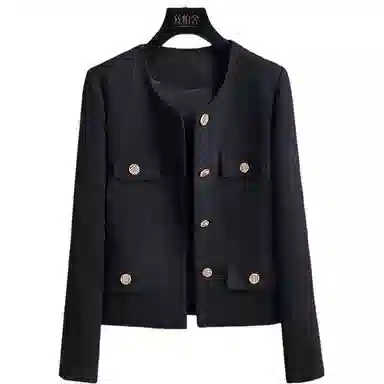 丝柏舍 小香风长袖单排扣圆领舒适简约气质截短外套 女款