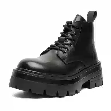 PU Derby High-Top Motorcycle Boots Classic Black