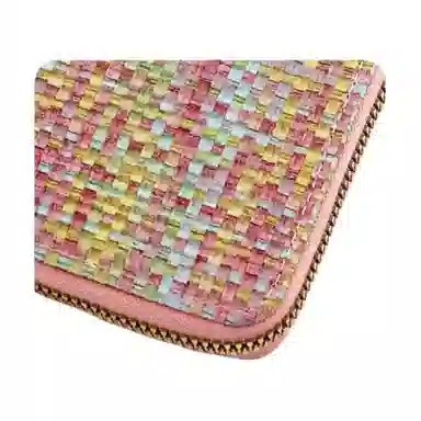 掐尖 编织纹卡夹时尚风琴卡套零钱包多卡位 皮革 卡包 女款 多色