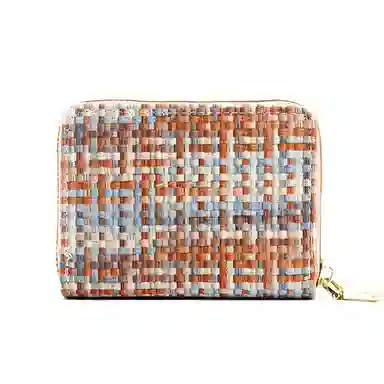 掐尖 编织纹卡夹时尚风琴卡套零钱包多卡位 皮革 卡包 女款 多色