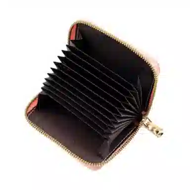 掐尖 编织纹卡夹时尚风琴卡套零钱包多卡位 皮革 卡包 女款 多色