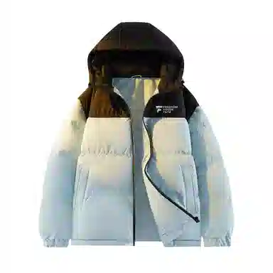 鸭鸭 冬季连帽外套创意字母设计经典基础款百搭保暖潮流时尚休闲户外通勤撞色棉衣羽绒服 男女同款