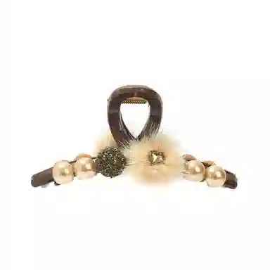 如花梦 韩版 秋冬鲨鱼夹后脑勺发勺发量多盘 可爱毛绒抓夹 亚克力 发夹 女款