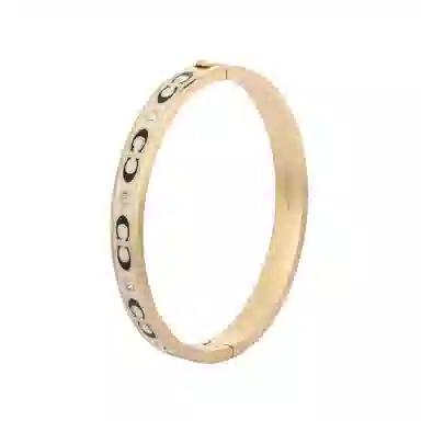 COACH Enamel Hinge Bracelet Gold/White