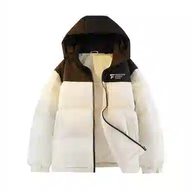 鸭鸭 冬季连帽外套创意字母设计经典基础款百搭保暖潮流时尚休闲户外通勤撞色棉衣羽绒服 男女同款