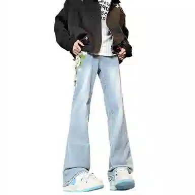 【万针刺绣3D立体浮雕】布客行 显腿长显高显瘦重工美式复古水洗直筒基础款文艺风花卉透气高街舒适亲肤休闲百搭微喇长裤牛仔裤 男女同款