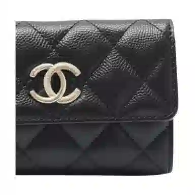 CHANEL Quilted Calfskin Card Holder Black