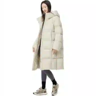 坦博尔 长款连帽过膝长袖通勤面包服羽绒服 女款