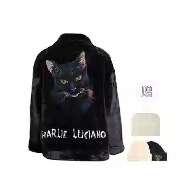 Charlie Luciano Black Faux Fur Coat