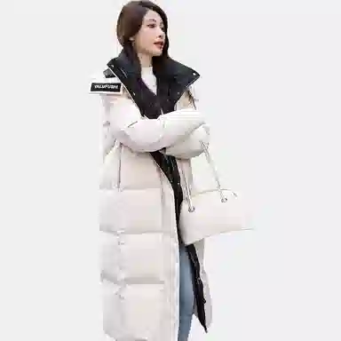 雅鹿 长款修身过膝加厚长袖羽绒服 女款