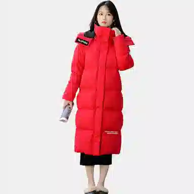 雅鹿 长款修身过膝加厚长袖羽绒服 女款