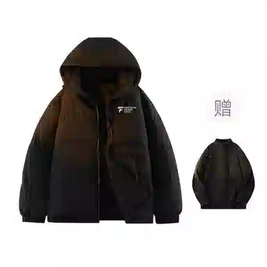 鸭鸭 冬季连帽外套创意字母设计经典基础款百搭保暖潮流时尚休闲户外通勤撞色棉衣羽绒服 男女同款