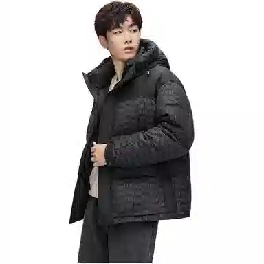鸭鸭 鹅绒冬季保暖简约休闲时尚舒适抗寒连帽羽绒服 男款