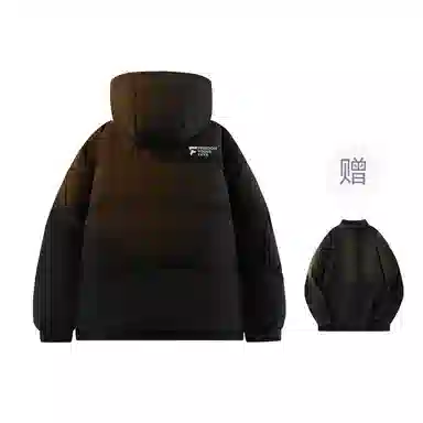 鸭鸭 冬季连帽外套创意字母设计经典基础款百搭保暖潮流时尚休闲户外通勤撞色棉衣羽绒服 男女同款