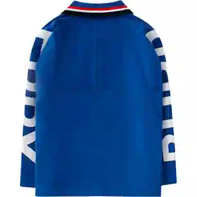 Burberry SS23 Logo Print Long Sleeve Polo Shirt Blue