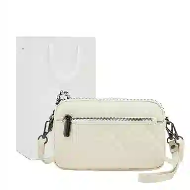 老人头 休闲通勤菱格高级感百搭经典 头层牛皮 单肩斜挎包 常规 女款 黑色/白色/卡其色