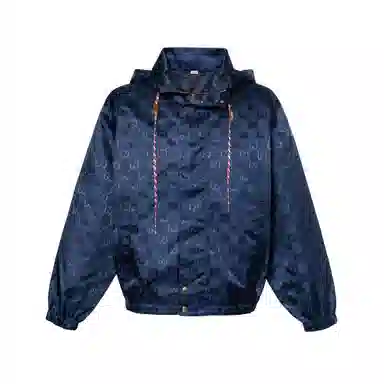 GUCCI FW22 Logo Jacquard Hoodie Blue