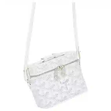 GOYARD Muse Mini Cosmetic Bag White Detachable Leather Strap