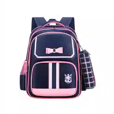芭菲尼 开学季高颜值多隔层书包年级英伦风护脊减压双肩背包耐磨包包 牛津布 双肩包 儿童款 蓝色/粉色