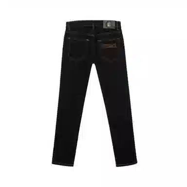 范思哲 五口袋字母刺绣长款牛仔裤 男款 黑色