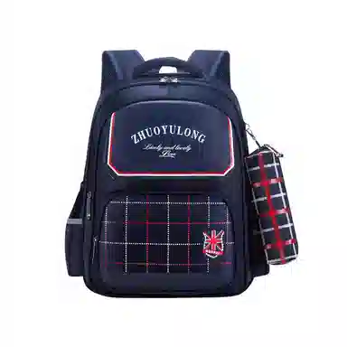 芭菲尼 开学季高颜值多隔层书包年级英伦风护脊减压双肩背包耐磨包包 牛津布 双肩包 儿童款 蓝色/粉色