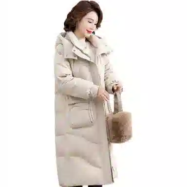 雅鹿 时尚气质纯色连帽中长款长袖羽绒服 女款