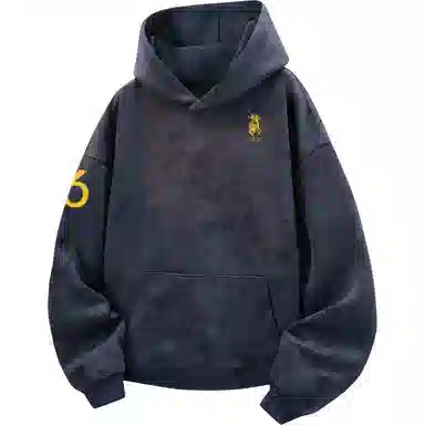 阿凡迪 美式复古街头简约基础扎染设计西部牛仔字母潮牌袖子印花宽松舒适休闲百搭时尚潮流通勤无性别主义抽绳长袖连帽卫衣 男女同款