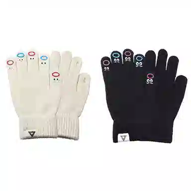 匹克 可爱表情卡哇伊 锦纶 冬季保暖绒线手套 女款