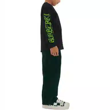 Burberry Kids Cartoon Print Crewneck Long Sleeve T-Shirt Black
